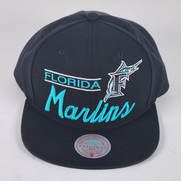 Florida Marlins Retro Snapback Hat Mens OS Black Mitchell & Ness Cooperstown Cap - Picture 2 of 12